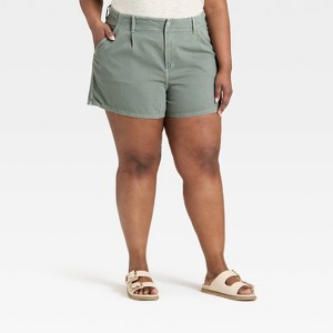 Women's High-Rise Pleated Jean Shorts - Universal Thread™ - 1 of 3