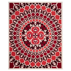 Red/Ivory Medallion Tufted Area Rug 8
