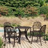 vidaXL Bistro Set Patio Table and Chair Bistro Table Outdoor Cast Aluminum - Bronze 4-Piece - 2 of 4