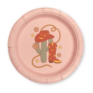 20ct 6.3" Western Snack Plates Pink - 1 of 3
