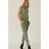 Slickblue Mineral Washed Knit Jumpsuit with Drawstring Waist, Open Back, and Cuffed Legs - Denim Blue/Olive, S-L - 3 of 4