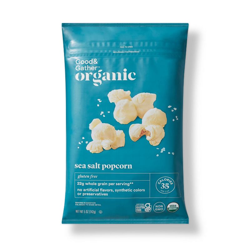 Sea Salt Organic Popcorn - 5oz - Good &#38; Gather&#8482;, 1 of 4