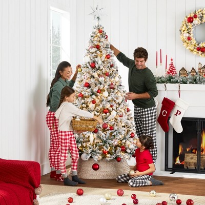Winter Whisper 6ft Pre-Lit Snow Flocked Pine Christmas Tree with Warm White Lights