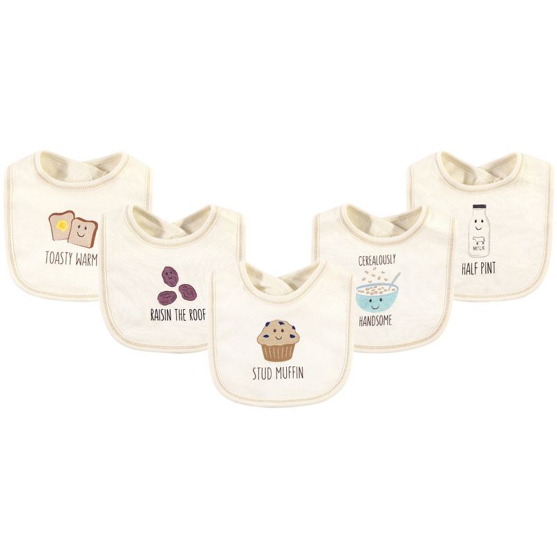 Touched by Nature Baby Organic Cotton Bibs 5pk, Muffin, One Size, 1 of 4
