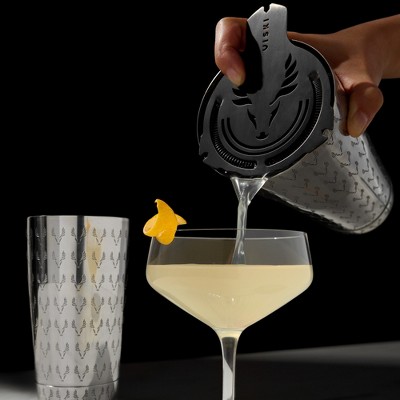 Black Titanium Staghead Stainless Steel Cocktail Strainer