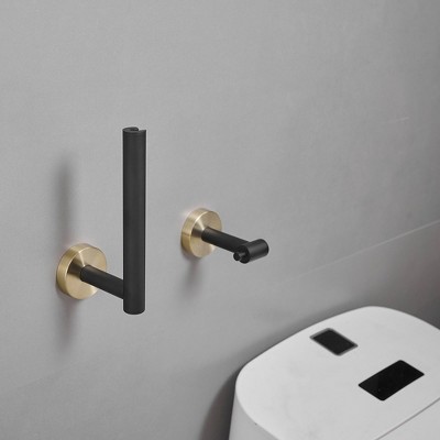 Gold and Black Stainless Steel Pivoting Toilet Paper Holder