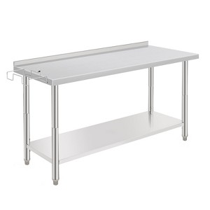 60X24x35 Inch Stainless Steel Work Table with Double Shelf, Heavy Duty Prep Station for Kitchen Restaurant or Garage Storage - 1 of 4