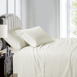 Egyptian Linens Split King Sheet Set - Striped 608 Thread Count 100% Cotton - 1 of 4