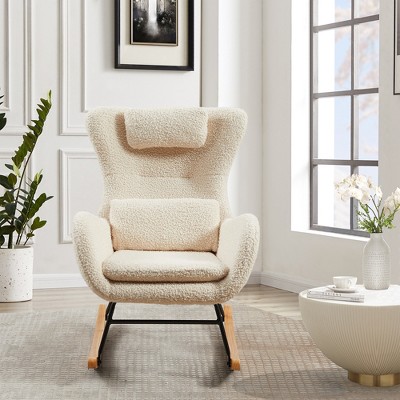 LOVMOR Rocking Chair Nursery, Modern Rocking Chair with High Backrest