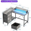 43 Inch Computer Desk, L Shaped Desk with Power Outlets and Led Lights, 3-Drawer Gaming Desk with Storage Shelves and Monitor Stand - 3 of 4
