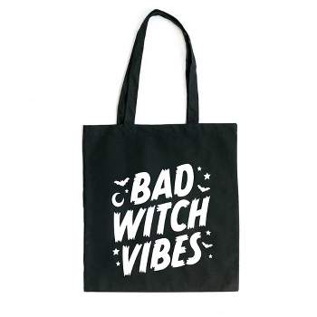 City Creek Prints Bad Witch Vibes Moon Canvas Tote Bag - 15x16 - Black