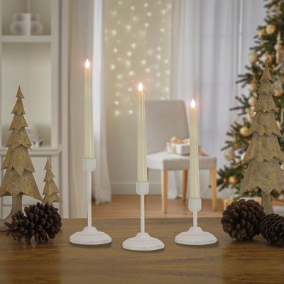 Ivory Flameless LED Candles with White Base and Remote