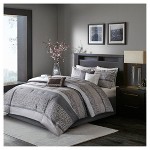 Garner modern diamond print multiple piece comforter set 7 piece Amazon Com Hgs 7 Piece Zen Comforter Set Bedding Embossed Diamond Square Pintuck Stripe White Gray Queen Size Home Kitchen