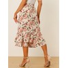 INSPIRE CHIC Women's Chiffon Elastic Waist Ruffle Tiered Flowy Midi Floral Printed Skirts - 4 of 4
