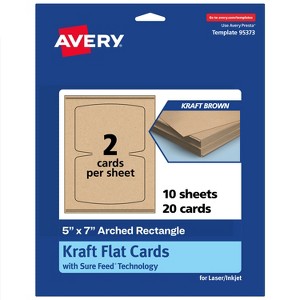 Avery Arched Rectangle Flat Cards, 5" x 7", Kraft Brown, 20 Total - 1 of 4