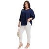 Women's Plus Size Tie Crew Neck 3/4 Ruffle Sleeves Work Office Chiffon Blouses - Agnes Orinda - 3 of 4