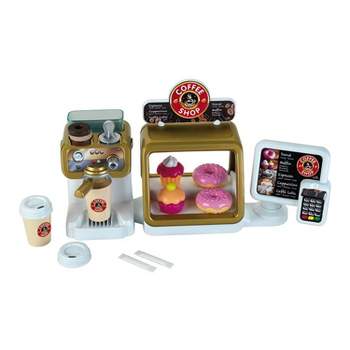 Theo Klein Toddler Kids Mini Toy Coffee Shop Store and Role Play Set for Boys and Girls with Play Food, Coffee Maker, and Kitchen Accessories