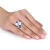 EVERLY JEWELRY | Sterling Silver 2 1/2 CT TGW London Blue Topaz Sky Blue Topaz Sapphire And White Freshwater Cultured Pearl Fashion Ring - 3 of 4