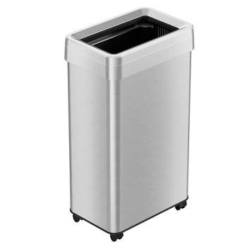 iTouchless Rectangular Trash Can with Wheels and Dual Odor Filters