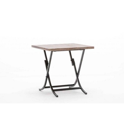 Miriam Wood End Table Weathered Brown - Boraam: Foldable Metal Legs, Accent Furniture