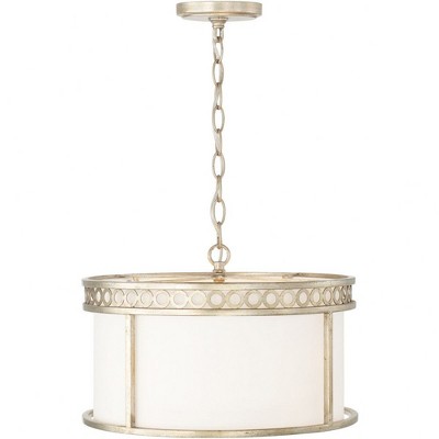 Winter Gold 4-Light Drum Pendant with White Fabric Shade
