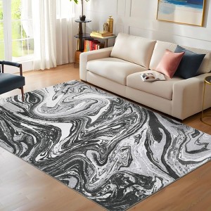 Washable Modern Abstract Rug Non Slip Low Pile Rug Soft Contemporary Throw Floor Cover Foldable Indoor Carpet for Living Room Bedroom Playroom - 1 of 4