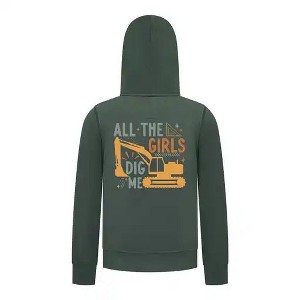 Everyday Kids All the Girls Dig Me Boys Zip Up Hoodie – Funny Construction Truck Sweatshirt - 1 of 4