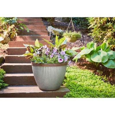 Westlake 10" Rustic Galvanized Resin Round Planter for Indoor/Outdoor