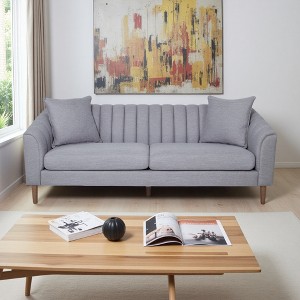 90" Upholstered Contemporary 3-Seater Sofa with Deep Channel Stitching - 1 of 4