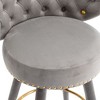 Sapphtopaz Swivel Bar Stools Set of 2, Upholstered Counter Height Bar Stools with Button Tufting and Wood Legs, High Chairs for Kitchen Island - 3 of 4