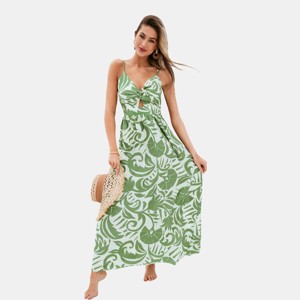 Women's Floral Print Knotted V-Neck Maxi Dress - Cupshe - 1 of 4