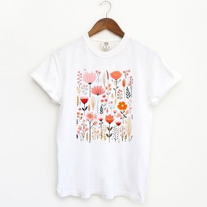 Simply Sage Market Women's Pink Floral Short Sleeve Garment Dyed Tee - 1 of 2