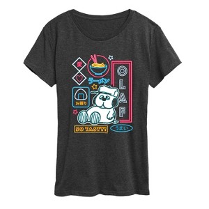 Women's - Peanuts - Neon Olaf Short Sleeve Graphic T-Shirt - 1 of 4