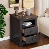 18" Vintage Nightstand with Charging Station, End Table Side Table with 2 Drawers for Bedroom, Living Room - 2 of 4