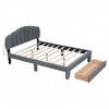grey- Queen Size Bed With Storage Drawers Headboard USB Ports Easy Assembly Teddy Fleece Platform Queen Bed Frames Upholstered Platform Bed Frame No - 2 of 4