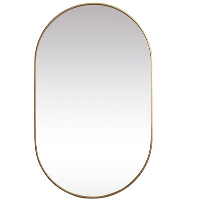 Elegant Lighting Metal Frame Oval Mirror 36x60 Inch in Brass