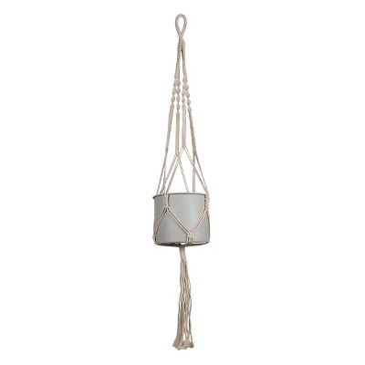 Hanging Cylinder Pot Gray Metal & Rope - Foreside Home & Garden