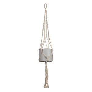 Hanging Cylinder Pot Gray Metal & Rope - Foreside Home & Garden - 1 of 4