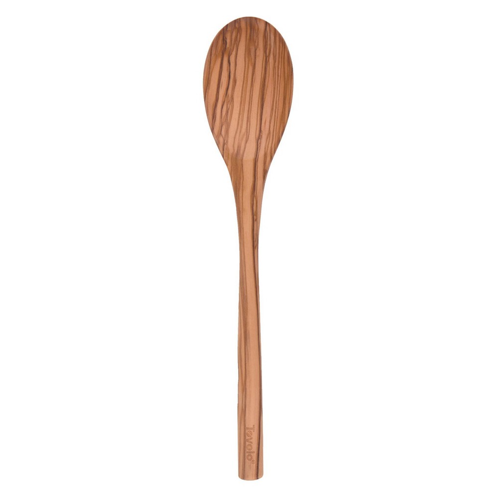 Tovolo Olivewood Spoon Olive Wood: Wooden Cooking Utensil, 12.5" Hand Wash, Light Brown, Slotted Kitchen Spoon