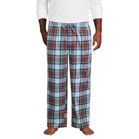 Lands' End Men's Big Flannel Pajama Pants - 2x Big - Soft Blue Haze Plaid :  Target