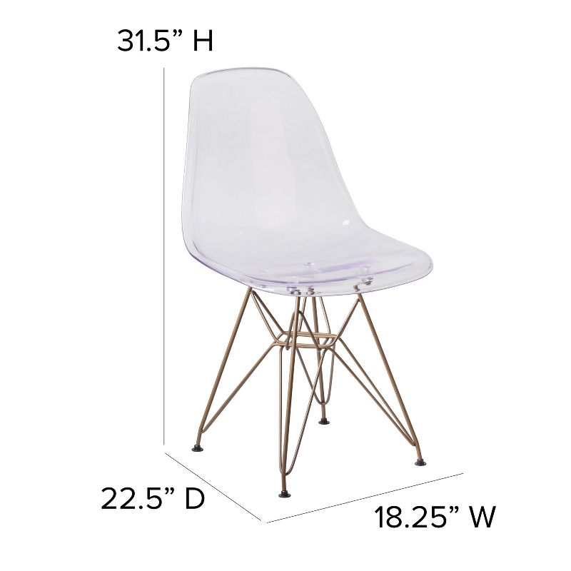Flash Furniture Elon Series Ghost Chair with Gold Metal Base, 5 of 14