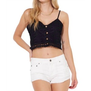 Women's Crochet Button Up Tank Top - ocean drive - 1 of 2