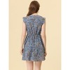 INSPIRE CHIC Women's V-Neck Ruffle Cap Sleeve A-Line Floral Chiffon Dress - 4 of 4