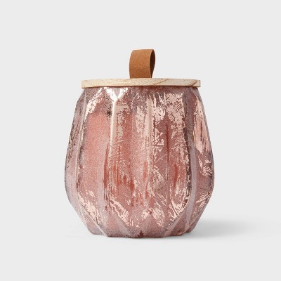 15oz Acorn Glass Jar with Wooden Wick Spiced Apple Cider Red Marsala Candle - Threshold™