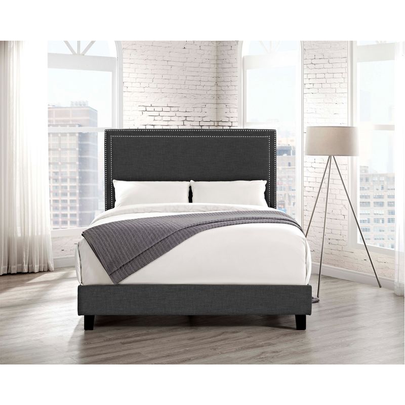 Emery Upholstered Queen Platform Bed Charcoal Black - Picket House Furnishings, 4 of 10