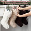 Neutral Stockings 4 Pcs 21 Inch Large Plush Faux Rustic Farmhouse Xmas Stockings Bulk Personalized with Name Tags Modern Brown - 3 of 4