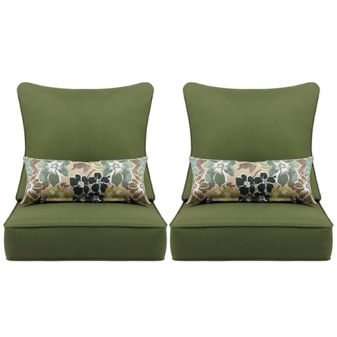 Aoodor 24 X 24 Outdoor Deep Seat Chair Cushion Set set Of 2 Seats 2 Backs 2 Pillows green Target