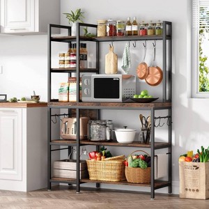 LITTLE TREE 5 Tier 43" Bakers Rack Brown/Black - 1 of 4