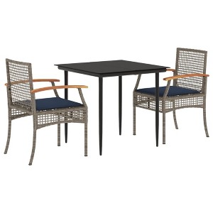 vidaXL Patio Dining Set Set of 2 Gray PE rattan Compact Modern - 1 of 4