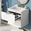 Modern 24-Inch Wall-Mounted Bathroom vanity with 2 Drawers - 4 of 4